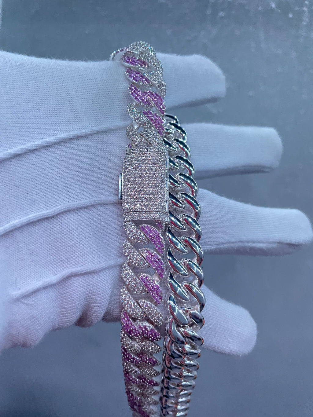 925 Silver Miami Baguette Chain