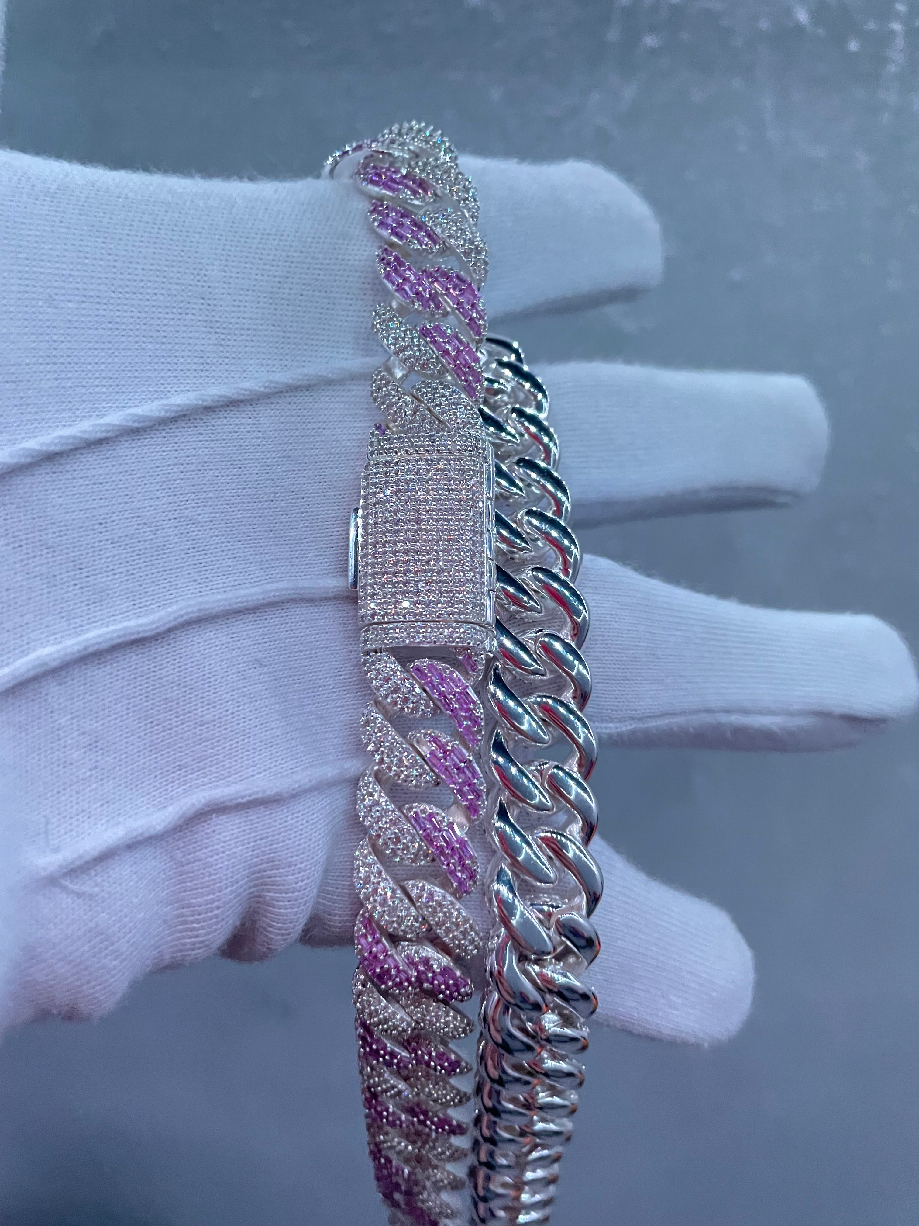 925 Silver Miami Baguette Chain