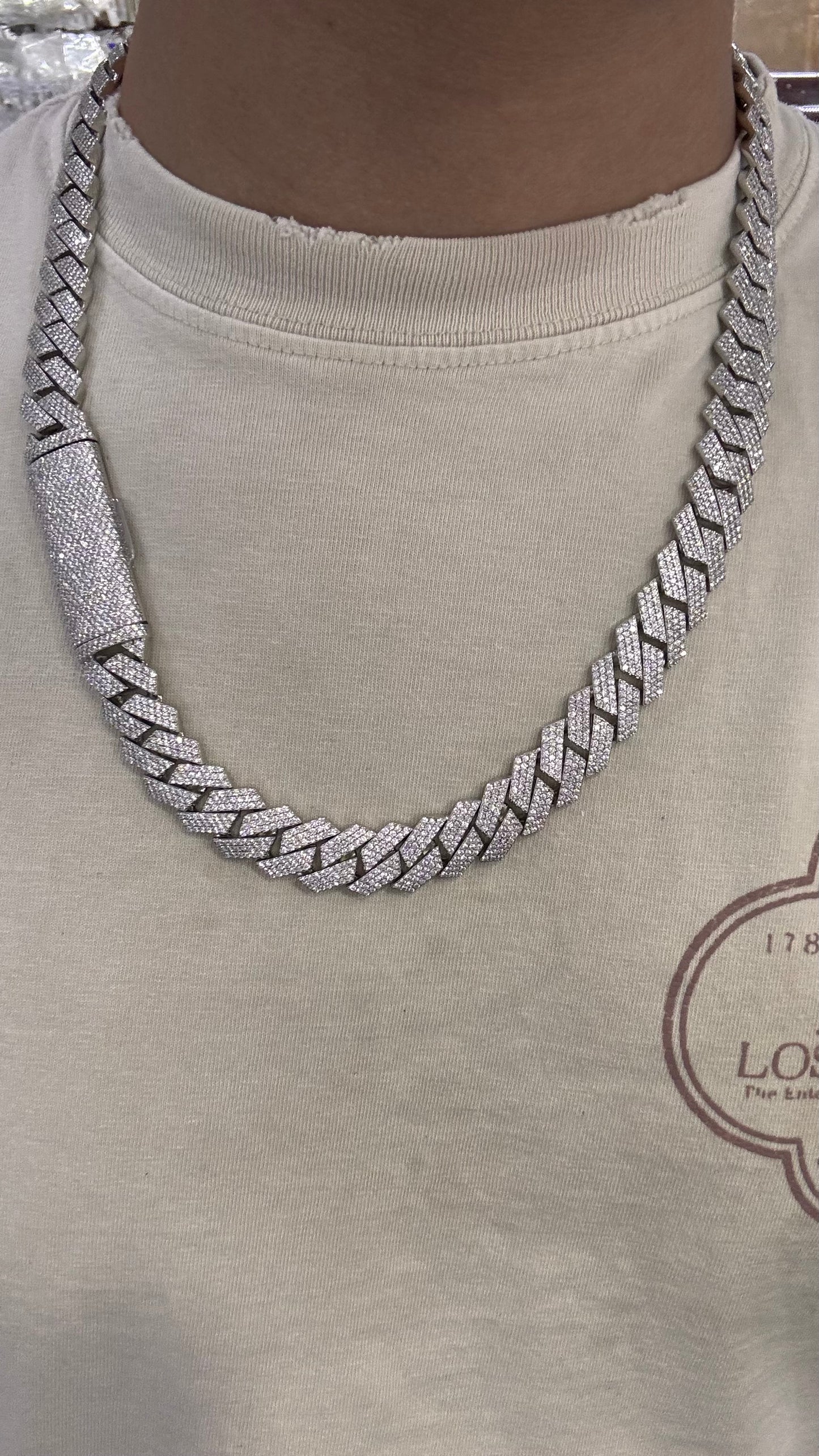 Cadena Miami Moissanita Plata.925