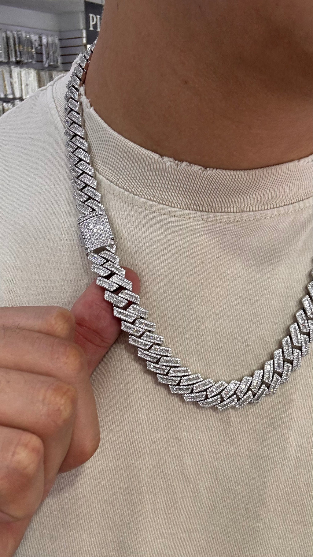 Silver baguette chain.925