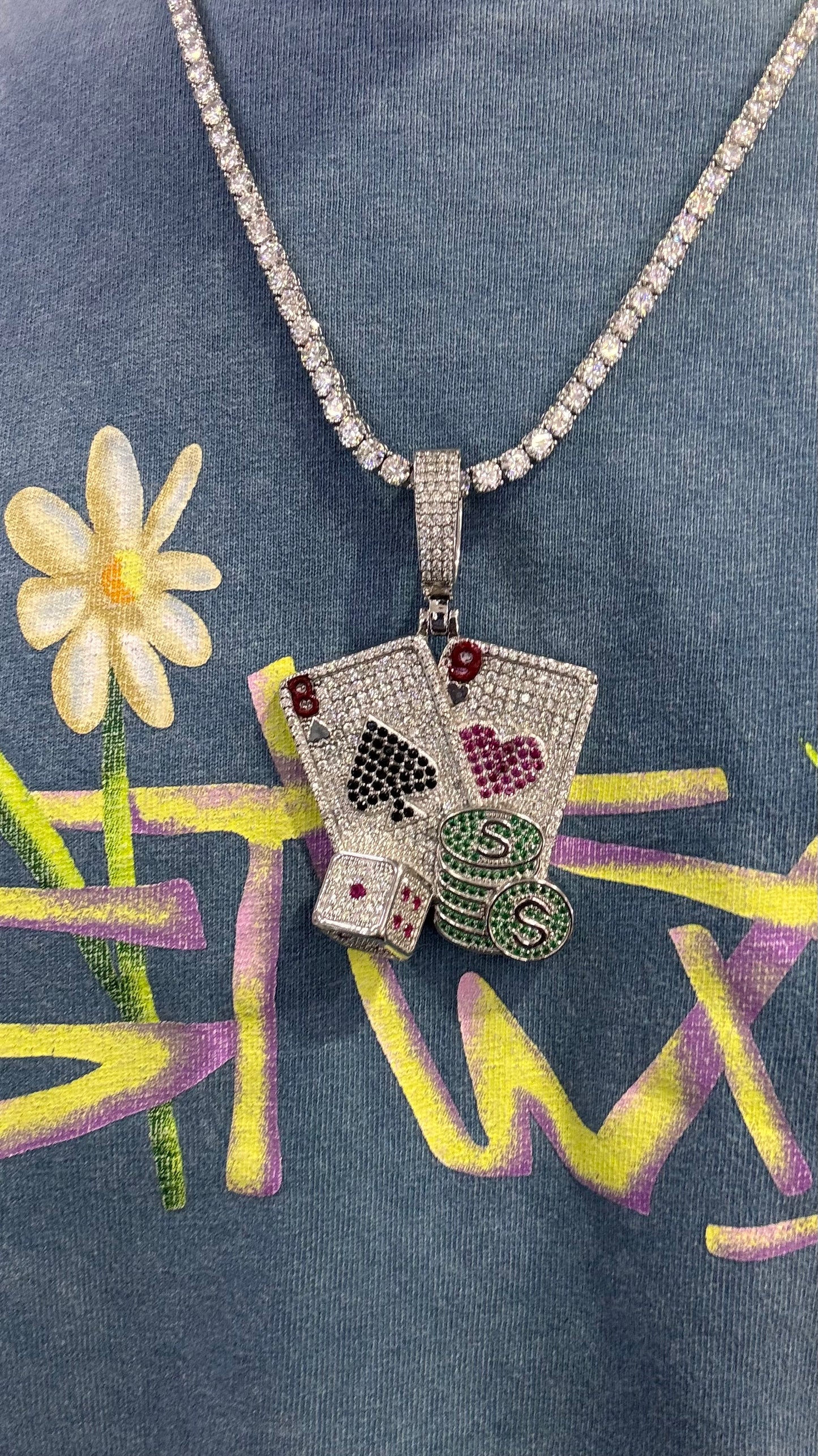 Dije Cartas Moissanita Plata.925