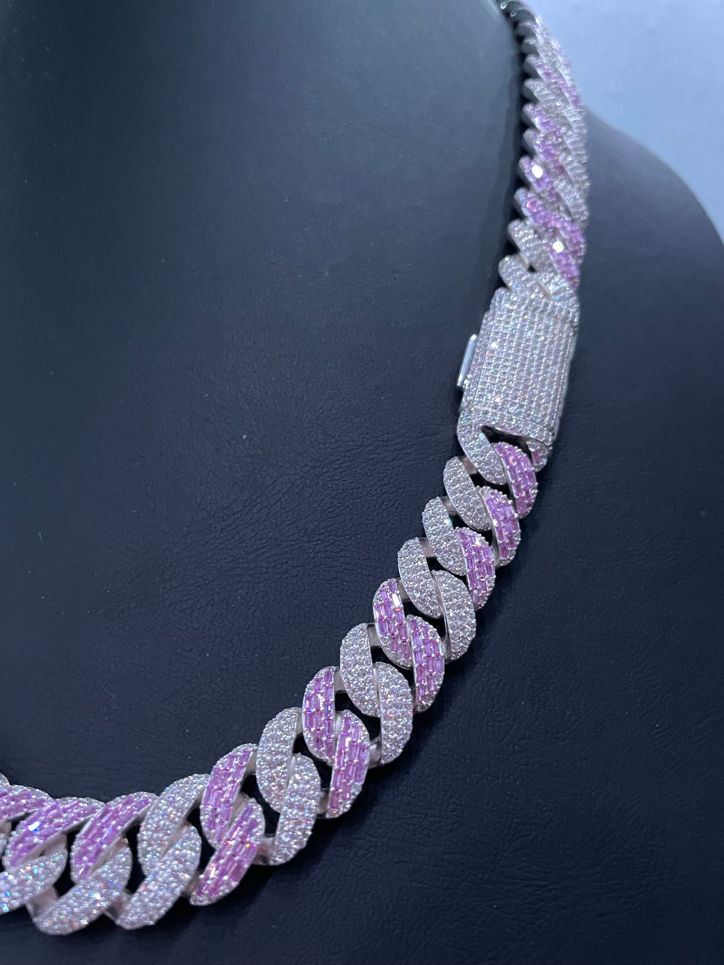 925 Silver Miami Baguette Chain